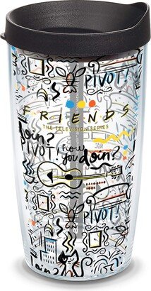 Friends Pattern Made in USA Double Walled Insulated Tumbler Travel Cup Keeps Drinks Cold & Hot, 16oz, Classic