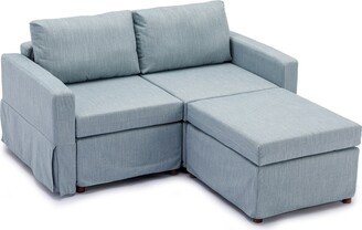 TONWIN 2 Seat Module Sectional Sofa Couch With 2 Ottoman