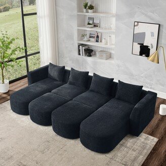 TOSWIN U-Shape Modular Sectional Sofa, 2 Chaise, 2 Ottoman, Loop Yarn Fabric-AA