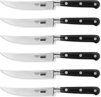 Steak Knives Set 6-Piece, High Carbon Stainless Steel Classic Sharp Kitchen Steak Knife, Ergonomic Handle, Black