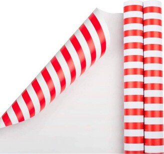 JAM Paper & Envelope 2ct Striped Gift Wrap Rolls Red/White