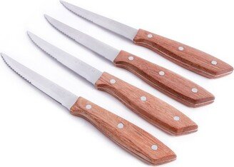 Home Seward 4 Piece Stainless Steel Steak Knife Cutlery Set with Wood Handles