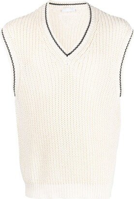 V-neck knitted silk vest