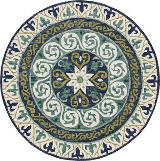 Valentin VLNTA03567 5' x 5' Round Area Rug - Blue, Green