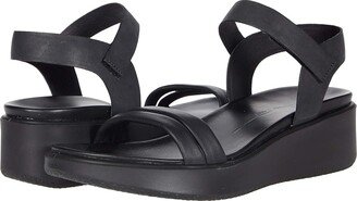 Flowt Luxe Wedge Sandal (Black/Black Cow Leather/Cow Nubuck) Women's Shoes