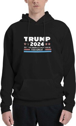 TEETSY Trump 2024 Hoodie Men Novelty Hooded Sweatshirts Long Sleeve With Kangaroo Pocket Sweater Hoodie Black