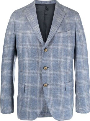 Check-Pattern Single-Breasted Blazer-AA