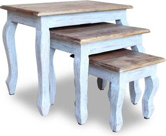 Nesting Table Set 3 Pieces Solid Reclaimed Wood