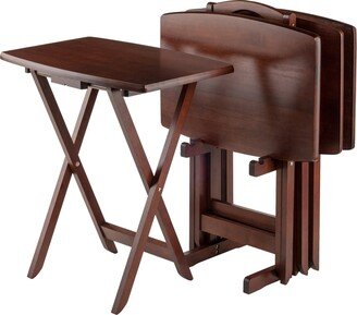 Darryl 5-Pc Snack Table Set, Oversize, Walnut - 23.62 x 15.75 x 25.51 inches