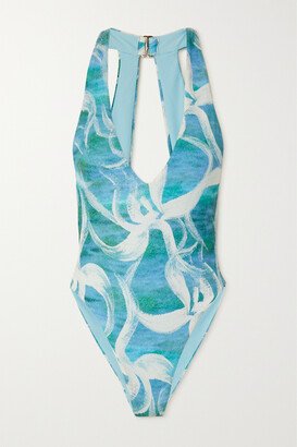 High Sea Open-back Printed Swimsuit - Blue