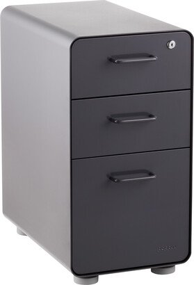 Poppin Slim 3-Drawer Locking Stow Filing Cabinet Dark Grey