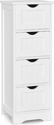 White Floor Storage Cabinet Bathroom Organizer Free Standing 4 Drawers