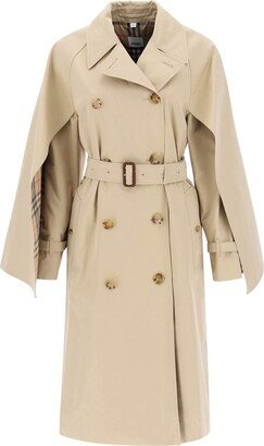 'ness' double-breasted raincoat in cotton gabardine