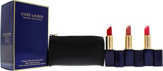 Women's 4 Pc 110 Nude Reveal, 220 Sheer Sin, 320 Drop Dead Red 3 Pure Color Envy Hi-Lustre Lipsticks Set