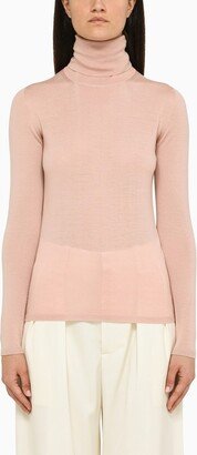 Pink wool turtleneck sweater