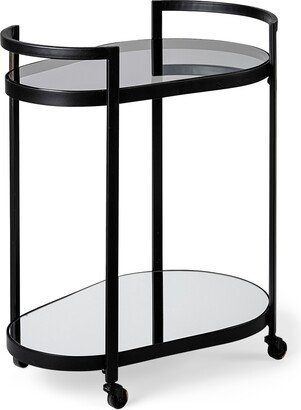 Eleonore Black Metal Frame Two-Tier w/Glass Shelves Bar Cart