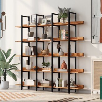 IGEMAN Five-tier Large Shelf Storage Bookcase with Anti-falling Device, Black