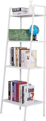 karlinc 4 Tiers Widen Iron Bookshelf Ivory White