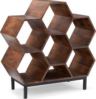 Celia Solid Wood Geometric Bookshelf