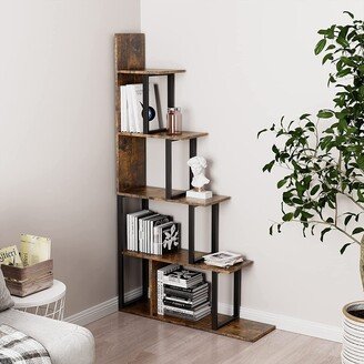 JESONVID Industrial 5-Tier 10 Shelf Ladder Open Shelves Office Bookshelves