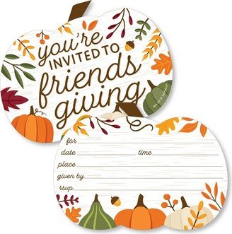 Big Dot of Happiness Fall Friends Thanksgiving - Shaped Fill-In Invitations - Friendsgiving Party Invitation Cards with Envelopes - Set of 12