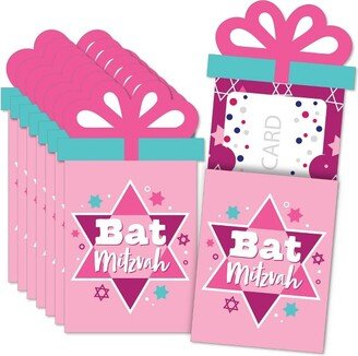 Big Dot of Happiness Pink Bat Mitzvah - Girl Party Money and Gift Card Sleeves - Nifty Gifty Card Holders - Set of 8