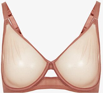 Womens Mocha Lucky Underwired Stretch-mesh bra