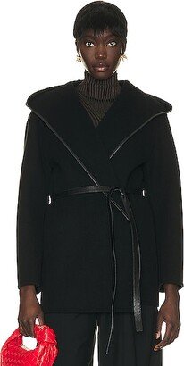 Double Wrap Wool Coat in Black