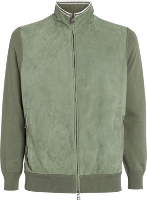 Fioroni Cashmere Suede-Cashmere-Blend Bomber Jacket-AA