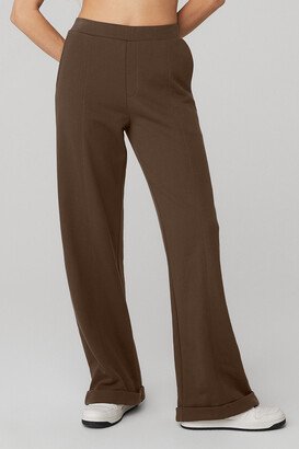 High-Waist Trouser Wide Leg Pants in Espresso Brown, Size: 2XS