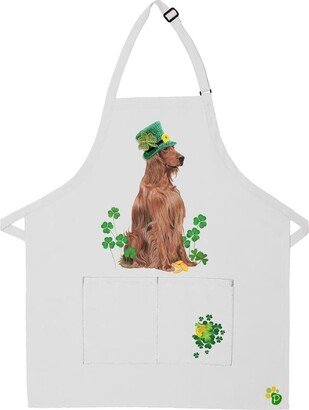 Irish Setter Saint Patrick's Day Apron Two Pocket Bib With Adj Neck