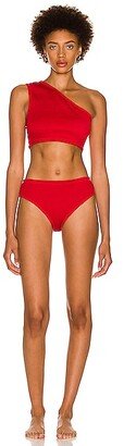Nylon Crinkle Bikini Set in Red