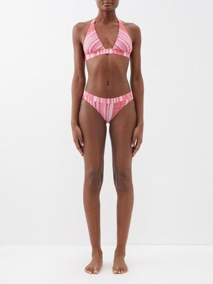 Zigzag-jacquard Halterneck Bikini