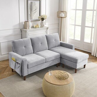 Joliwing 80''Convertible Sectional Sofa Couch,3 Seater L-shape Chenille Sofa,Light Grey