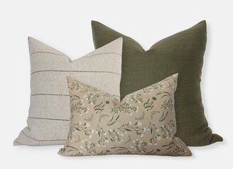 Tan Sofa Pillow Combo, Green Set, Cream & Throw Set Of 3, Bed Combinations, Floral