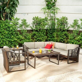 Patio Festival Five-Wicker Outdoor 8-Piece Conversation Set