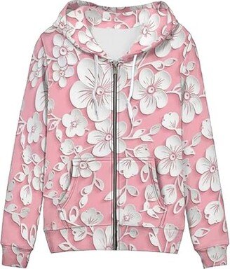 Garronmavis Peach Blossom Women's Oversized Zip Up Hoodies