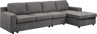 Cas 119 Inch 4 Seater L Shape Sectional Sofa with Right Arm Chaise, Gray