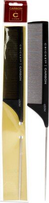 Carbon Comb Seamless Fine Tooth Pattern Metal Rattail - C50M by for Unisex - 1 Pc Comb