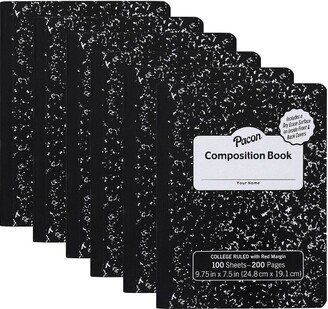 Pacon® Composition Book, Black Marble, 9/32 in ruling with red margin 9-3/4