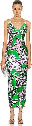 Butterfly Printed Maxi Dress in Green