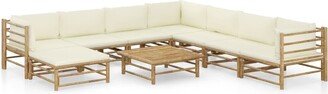 9 Piece Patio Lounge Set with Cream White Cushions Bamboo - 25.6 x 27.6 x 23.6