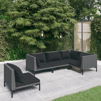 Patio Lounge Set with Cushions Poly Rattan - 27.6 x 27.6 x 24-AE