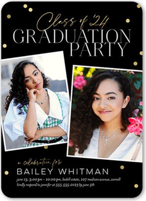 Graduation Invitations: Confetti Congrats Graduation Invitation, Black, 5X7, Matte, Signature Smooth Cardstock, Rounded