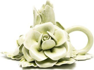 Floral-Motif Ceramic Candle Holder-AC
