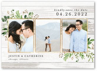 Save The Date Cards: Botanical Borders Save The Date, White, 5X7, Matte, Signature Smooth Cardstock, Square