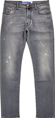 Distressed High-Rise Slim Jeans