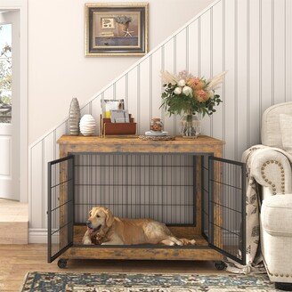 Siavonce Furniture Dog Cage with Double Doors - 38.58 D * 27.17“W * 25.2 H
