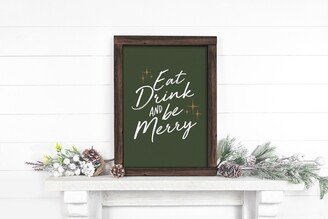 Eat, Drink, Be Merry Christmas Dining Room Ideas, Framed Canvas Farmhouse Signs, Holiday & Seasonal Decor, Gift Santa Claus Signs