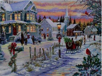 Northlight LED Lighted Fiber Optic Snowy Christmas Village Canvas Wall Art 11.75